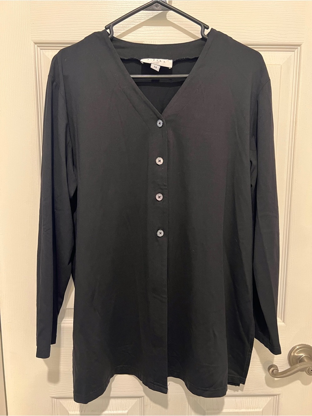 J. Jill Black Henley-Style Button Front Cardigan